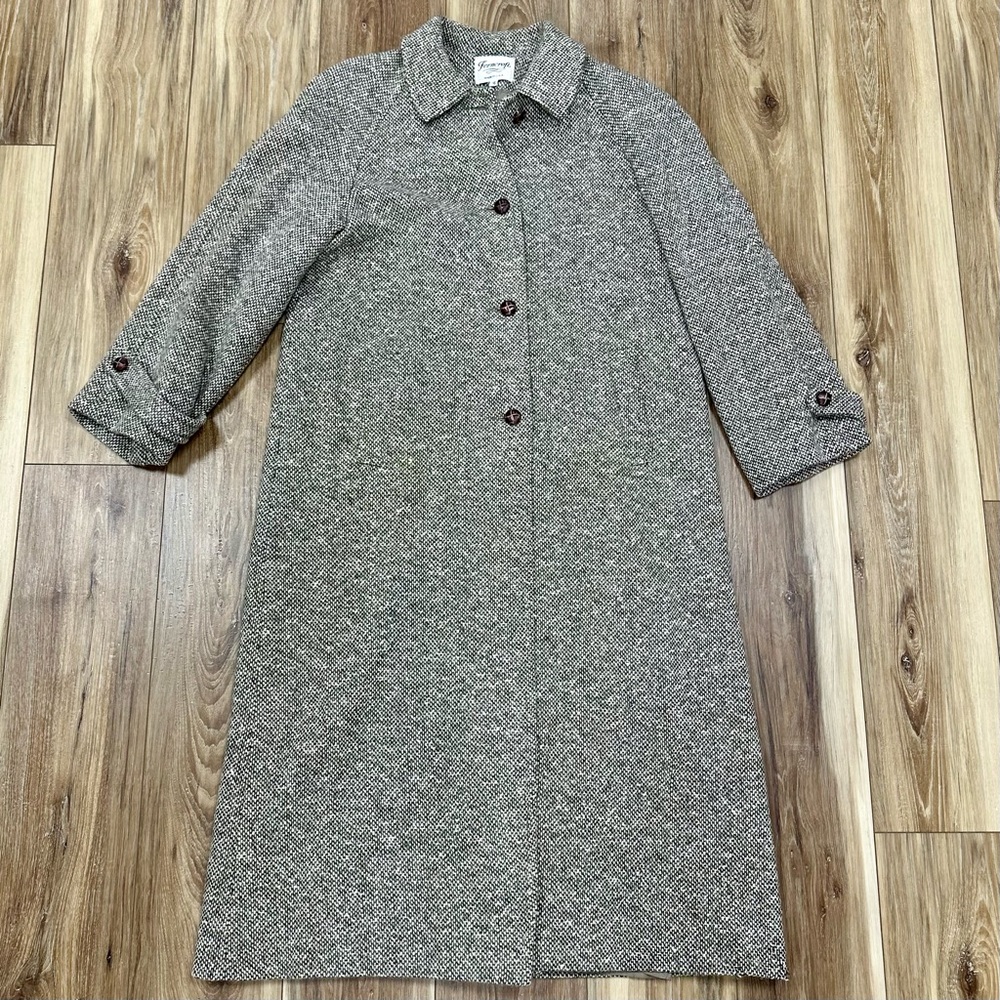 Vintage Made in USA Ferncroft 100% Wool Tweed Overcoat, Women’s 16
